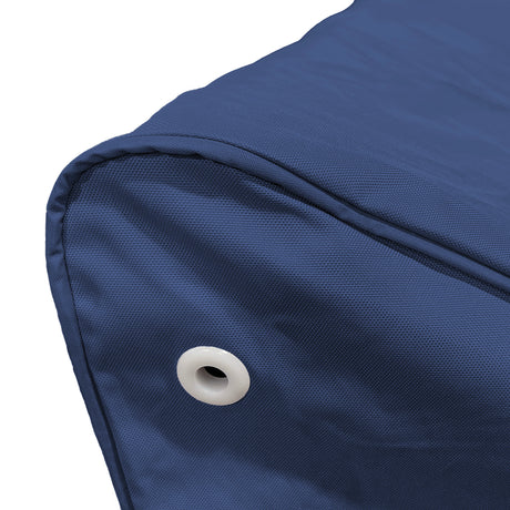 heavy-duty 600D navy marine polyester fabric, highlighting the double-stitched seams and protective piping for long-lasting durability