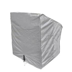 Grey Waterproof SavvyCraft boat center console cover with drawstring closure designed to protect marine electronics and steering controls from rain and sun damage.