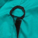 Close-up of SAVVYCRAFT® teal waterproof boat steering wheel cover showing elastic opening and reinforced fastening strap for secure marine fit