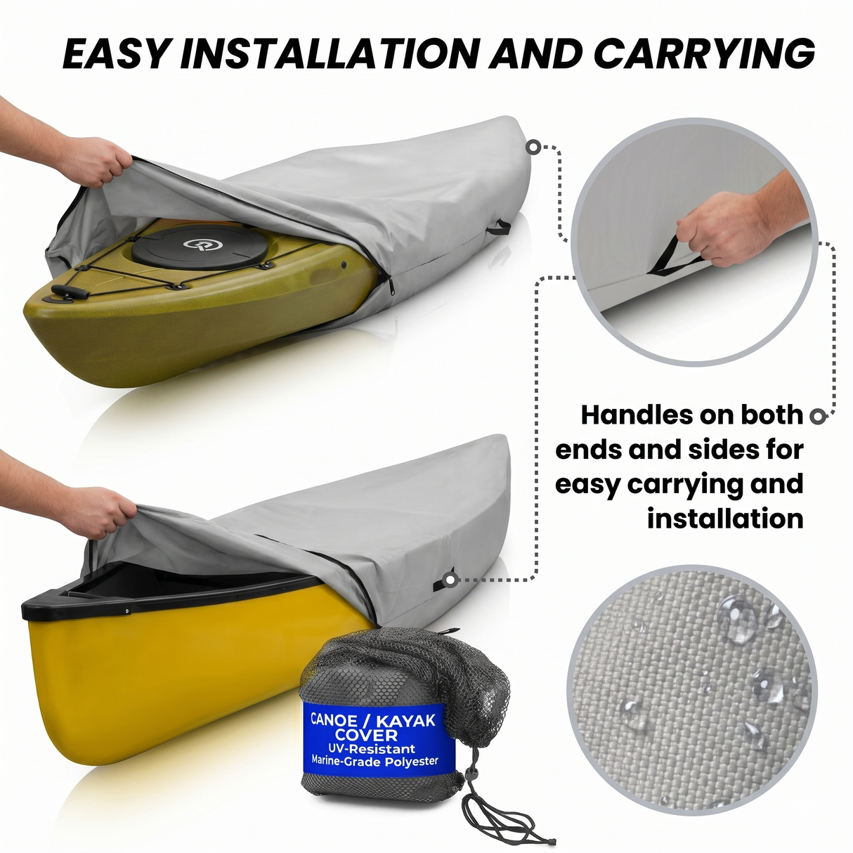 Heavy-Duty 600D Waterproof Marine Grade Polyester Kayak Cover
