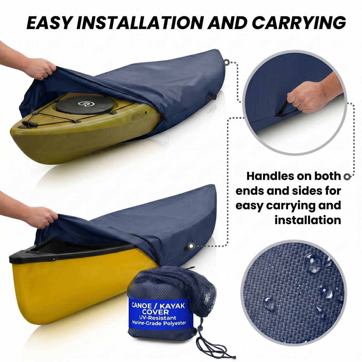Heavy-Duty 600D Waterproof Marine Grade Polyester Kayak Cover