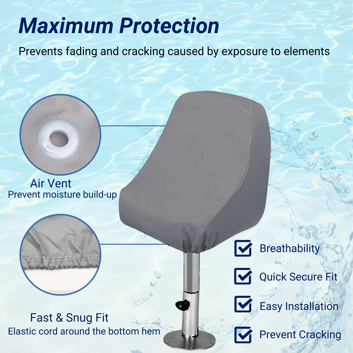 SavvyCraft® Waterproof Boat Captain’s Chair Cover