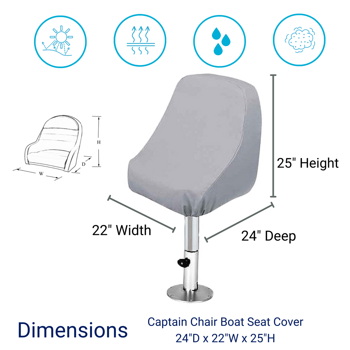SavvyCraft® Waterproof Boat Captain’s Chair Cover