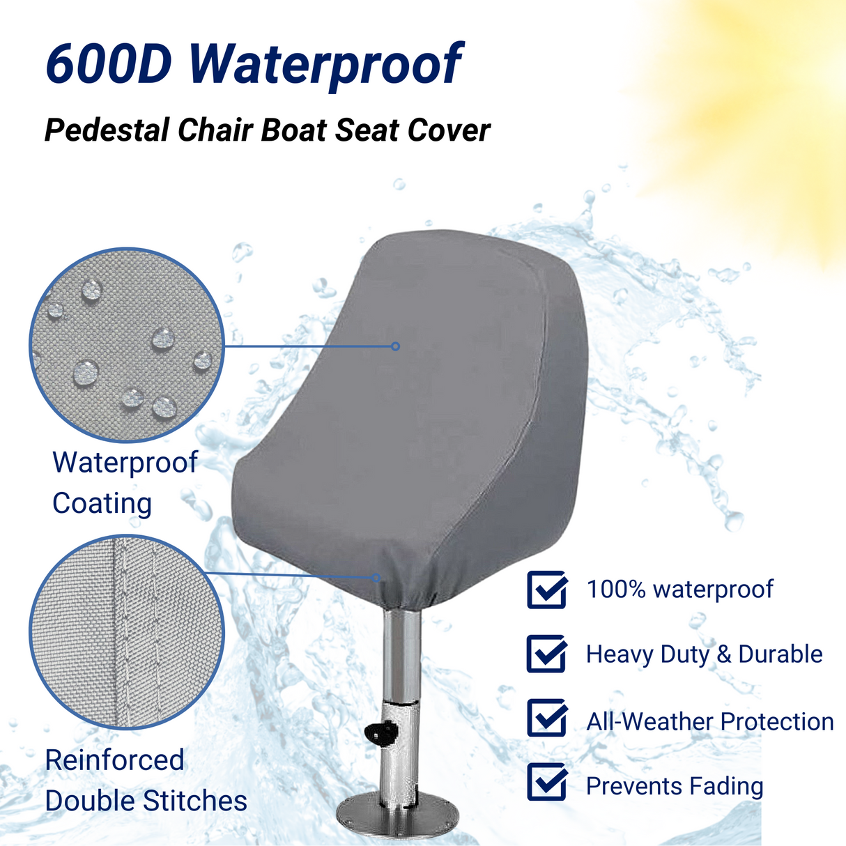 SavvyCraft® Waterproof Boat Pedestal Skipper Chair Seat Cover