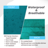 Waterproof and breathable sailboat boom cover teal fabric with 600D solution-dyed polyester and PU-coated backing