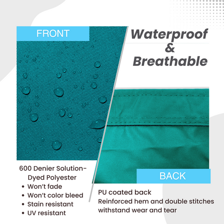 Waterproof and breathable sailboat boom cover teal fabric with 600D solution-dyed polyester and PU-coated backing