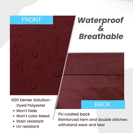 Waterproof and breathable sailboat boom cover burgundy fabric with 600D solution-dyed polyester and PU-coated backing