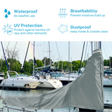 Waterproof grey sailboat mainsail boom cover with UV protection, breathable fabric, and dust proof all-weather design