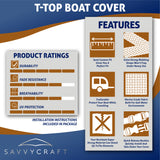 SavvyCraft® Marineshield T-Top / Hard Top Under Roof Boat Covers