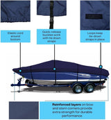 SavvyCraft® Heavy Duty Boat Cover, Waterproof Trailerable Boat Cover fits V-Hull Runabouts, Aluminum Fishing Boats, Pro Style Bass Boats, Fish & Ski