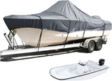 SavvyCraft® Trailerable Boat Cover Whaler Style Fishing Skiff Boats, Tri-Hull Flat Front Center Console Boats, Compartible for Boston Whaler, Carolina Skiff, Mako Pro Skiff