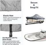 SavvyCraft® Trailerable Boat Cover Whaler Style Fishing Skiff Boats, Tri-Hull Flat Front Center Console Boats, Compartible for Boston Whaler, Carolina Skiff, Mako Pro Skiff