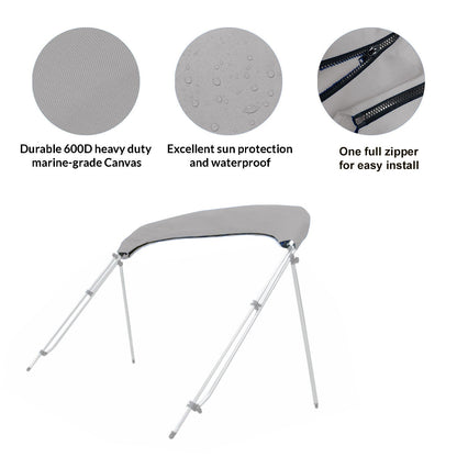 Savvycraft Waterproof 4 Bow Bimini Top Replacement Canvas-Zipper Sleeves 120" Long