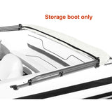 Folded-down bimini top shown stored in a white boot. Product includes the storage boot only.