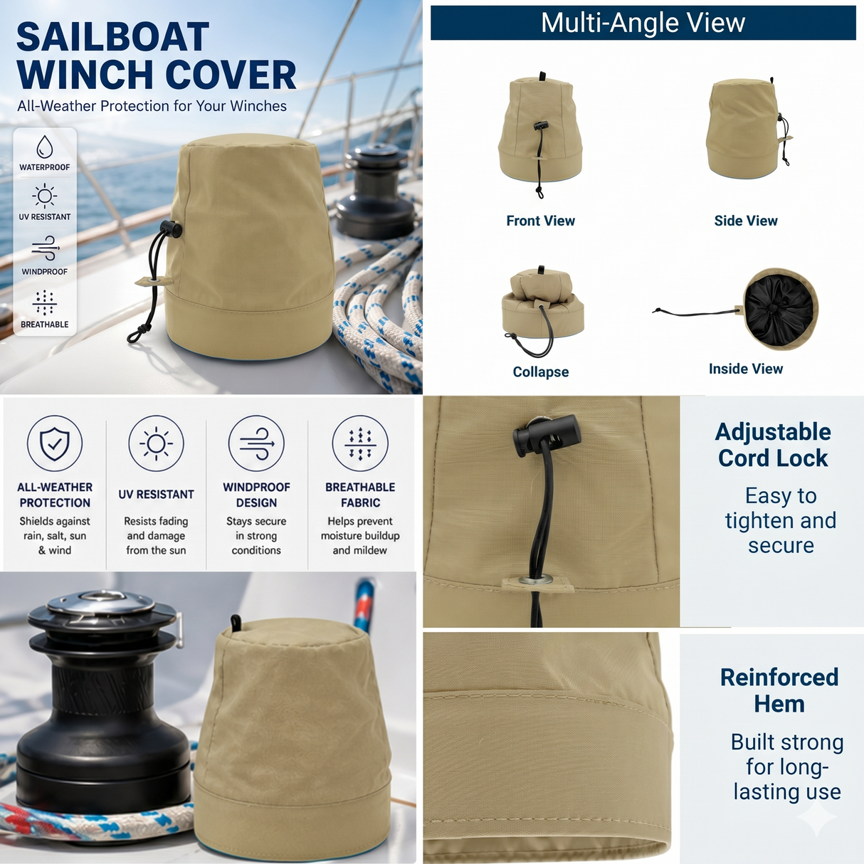 SavvyCraft® Waterproof Marine Sailboat Winch Cover