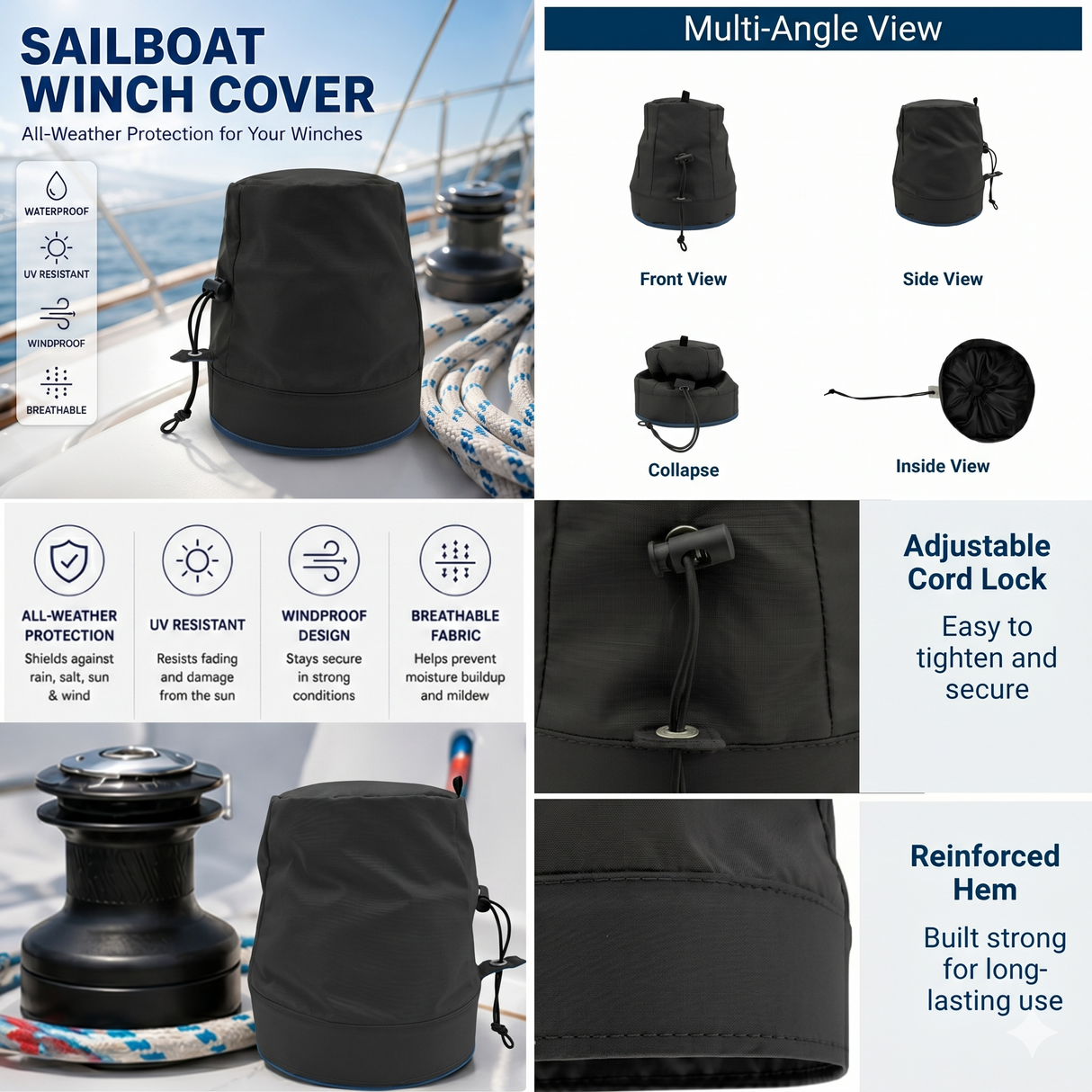 SavvyCraft® Waterproof Marine Sailboat Winch Cover