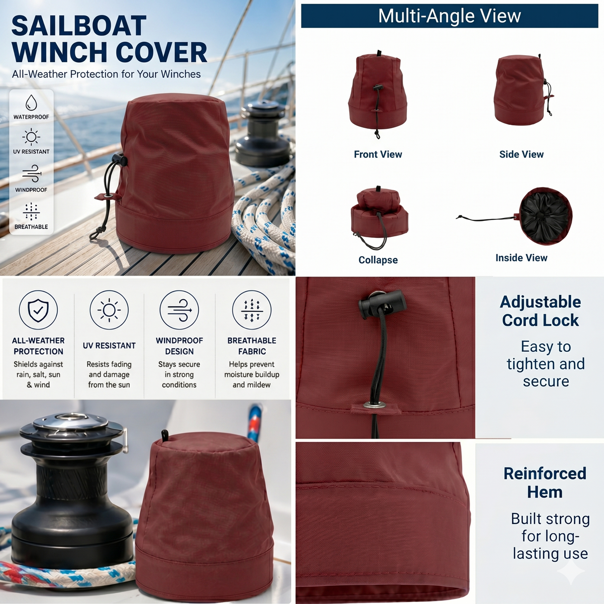 SavvyCraft® Waterproof Marine Sailboat Winch Cover