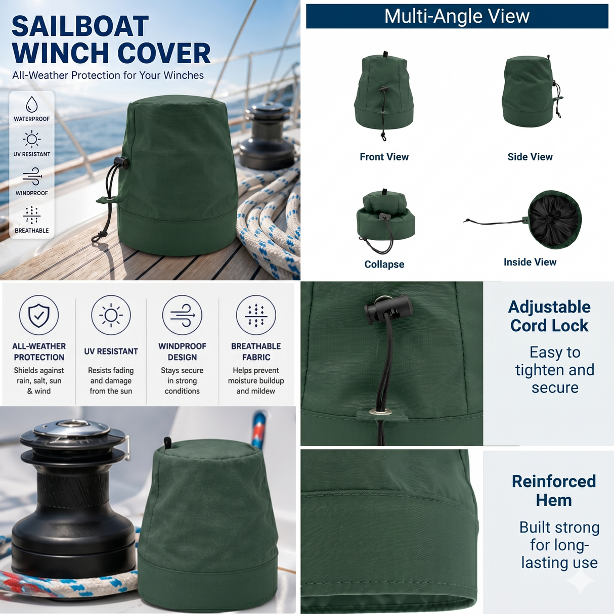 SavvyCraft® Waterproof Marine Sailboat Winch Cover